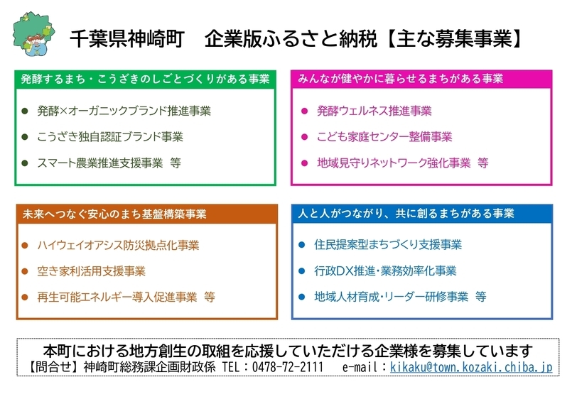 神崎町　企業版ふるさと納税